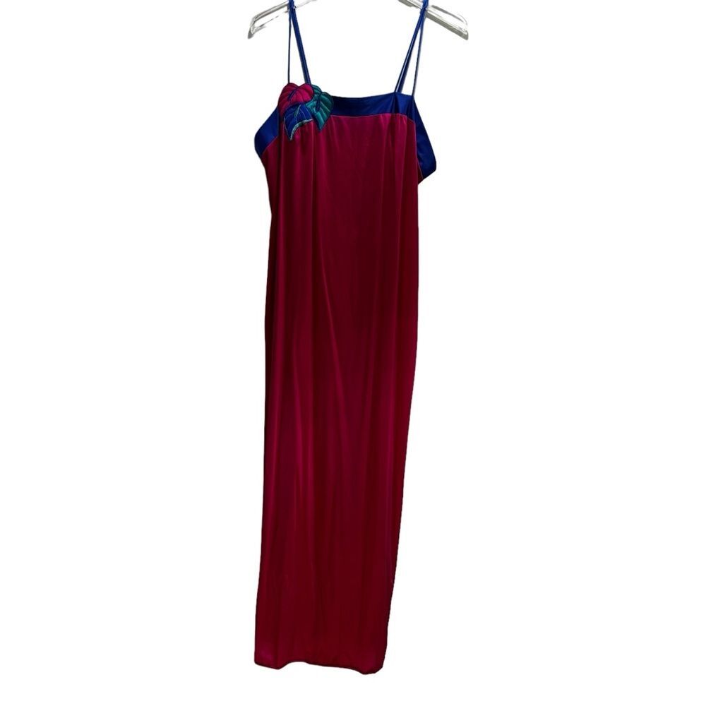 Vintage Vanity Fair Silky Night Gown Slip Dress Large Colorful Spaghetti Strap
